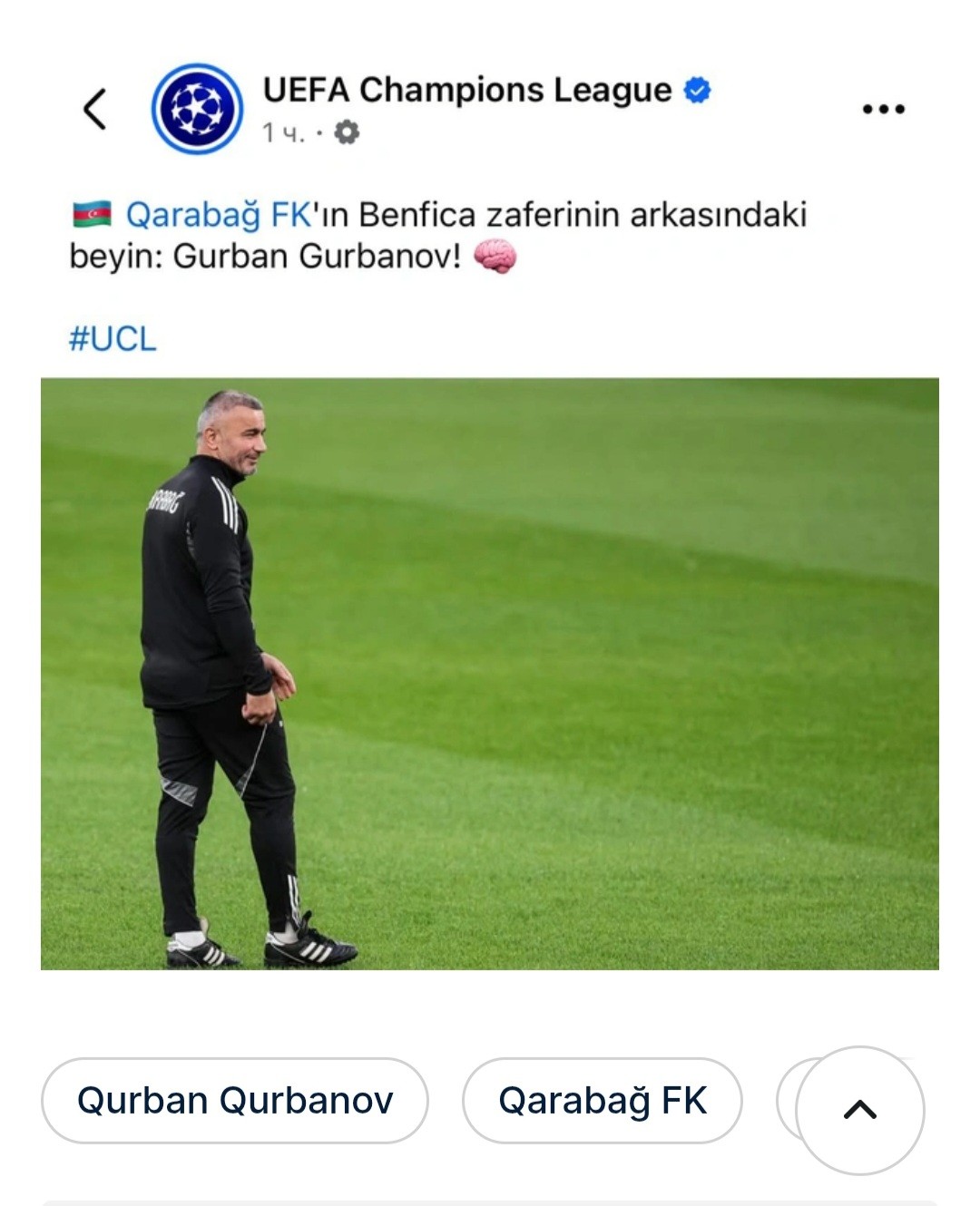 UEFA Qurban Qurbanovla bağlı paylaşım etdi
