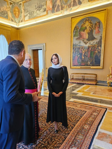 Mehriban Əliyeva Roma Papası ilə görüşdü - FOTOLAR