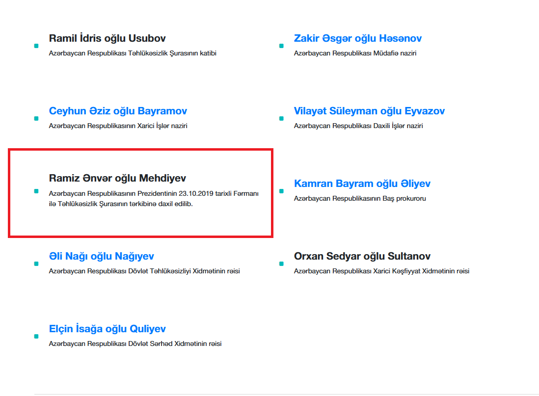 Ramiz Mehdiyevin adı hələ də Təhlükəsizlik Şurasının saytında qalır - FOTO