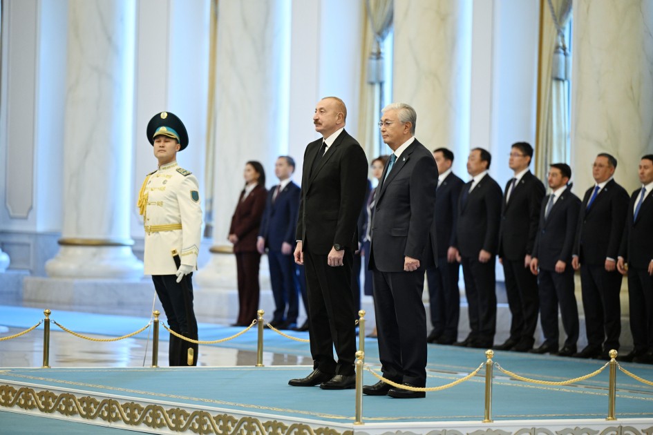 Astanada İlham Əliyevin rəsmi qarşılanma mərasimi oldu - VİDEO+FOTOLAR