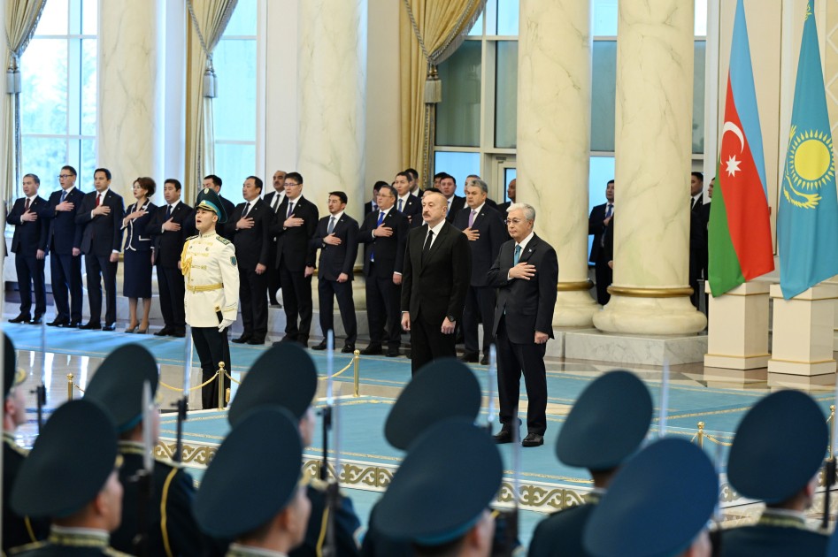 Astanada İlham Əliyevin rəsmi qarşılanma mərasimi oldu - VİDEO+FOTOLAR