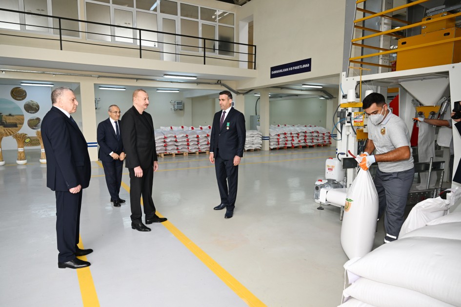 Dövlət başçısı Sabirabadda toxum istehsalı müəssisəsinin fəaliyyəti ilə tanış oldu - FOTOLAR