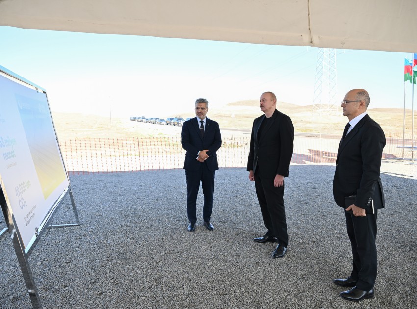 Prezident “Şəms” və “Üfüq” Günəş Elektrik stansiyalarının təməlini qoyub - FOTOLAR