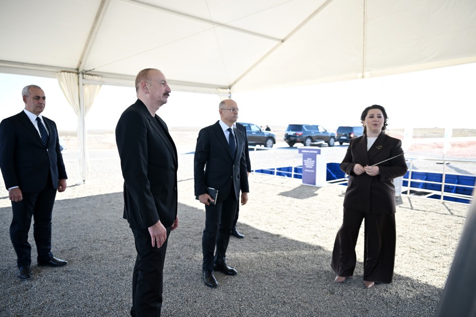 Prezident “Şəms” və “Üfüq” Günəş Elektrik stansiyalarının təməlini qoyub - FOTOLAR