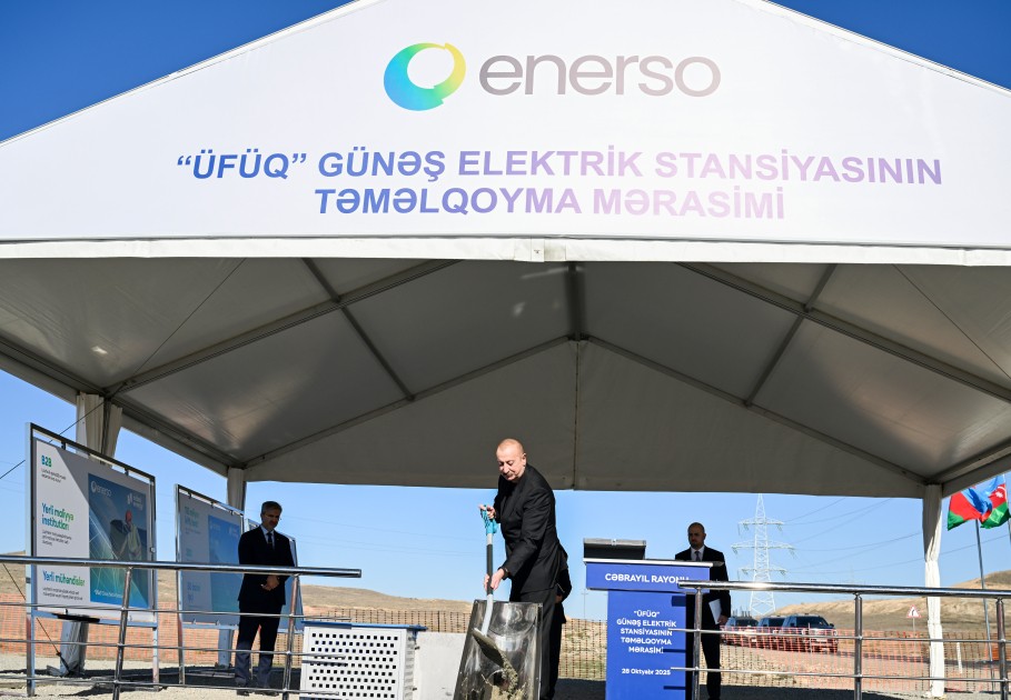 Prezident “Şəms” və “Üfüq” Günəş Elektrik stansiyalarının təməlini qoyub - FOTOLAR