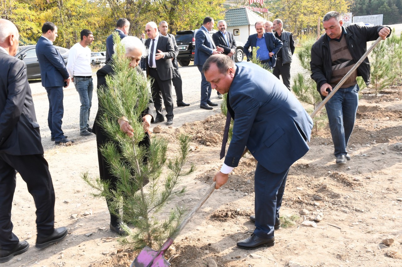 Ağdamda Zəfər Gününə həsr olunmuş ağacəkmə aksiyası təşkil edilib - FOTOLAR
