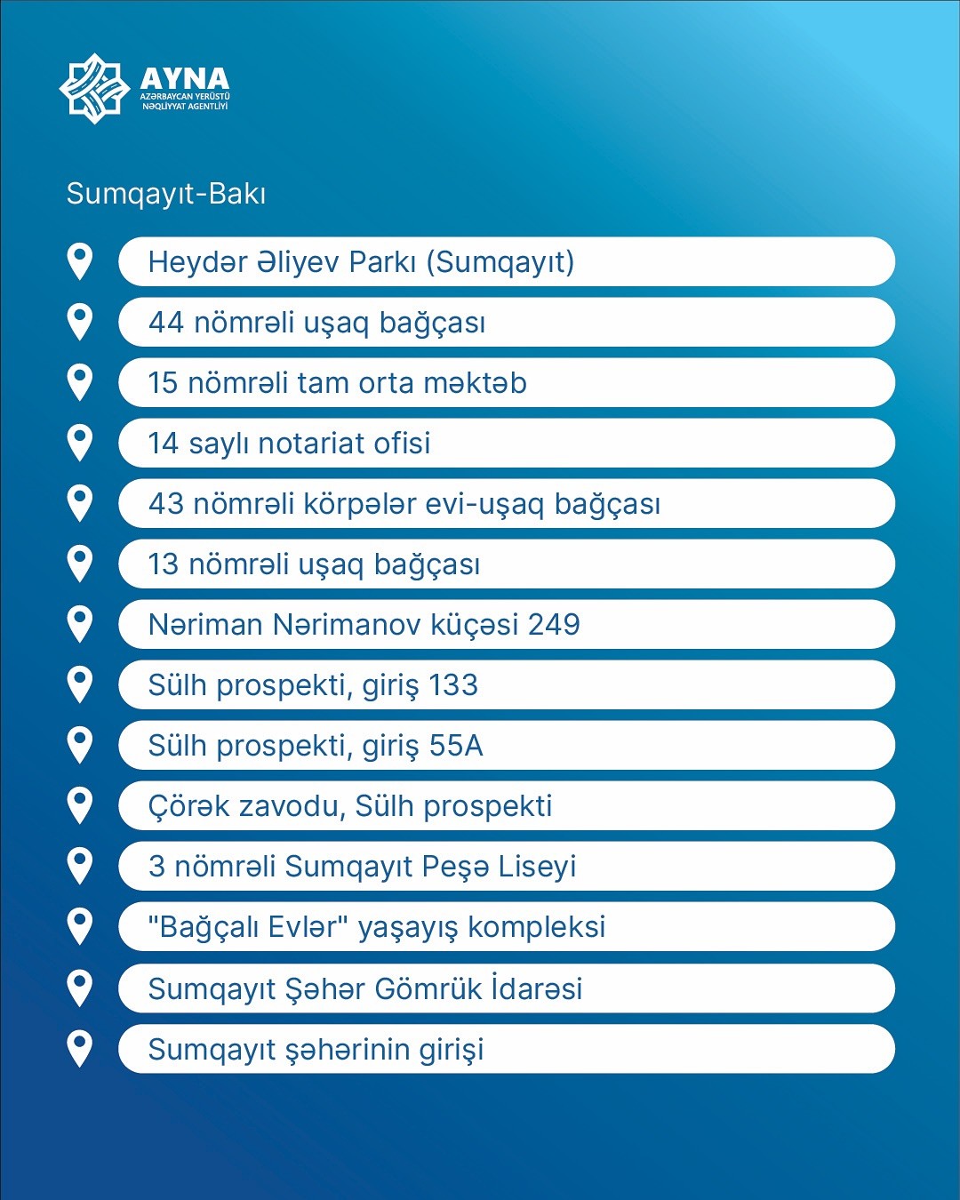 Sumqayıtdan Bakıya gələcək yeni marşrutun dayanacaq məntəqələri - FOTOLAR