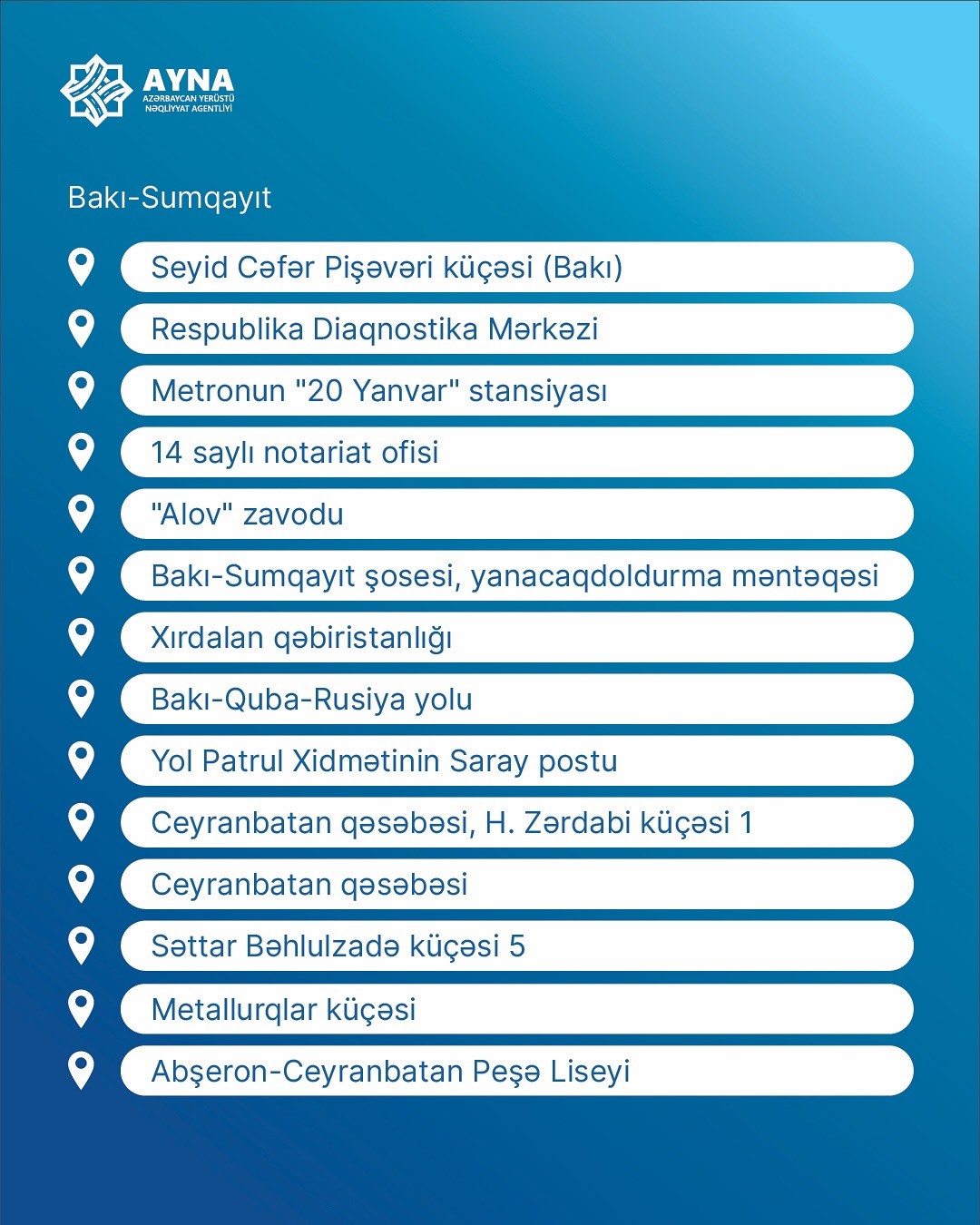 Sumqayıtdan Bakıya gələcək yeni marşrutun dayanacaq məntəqələri - FOTOLAR