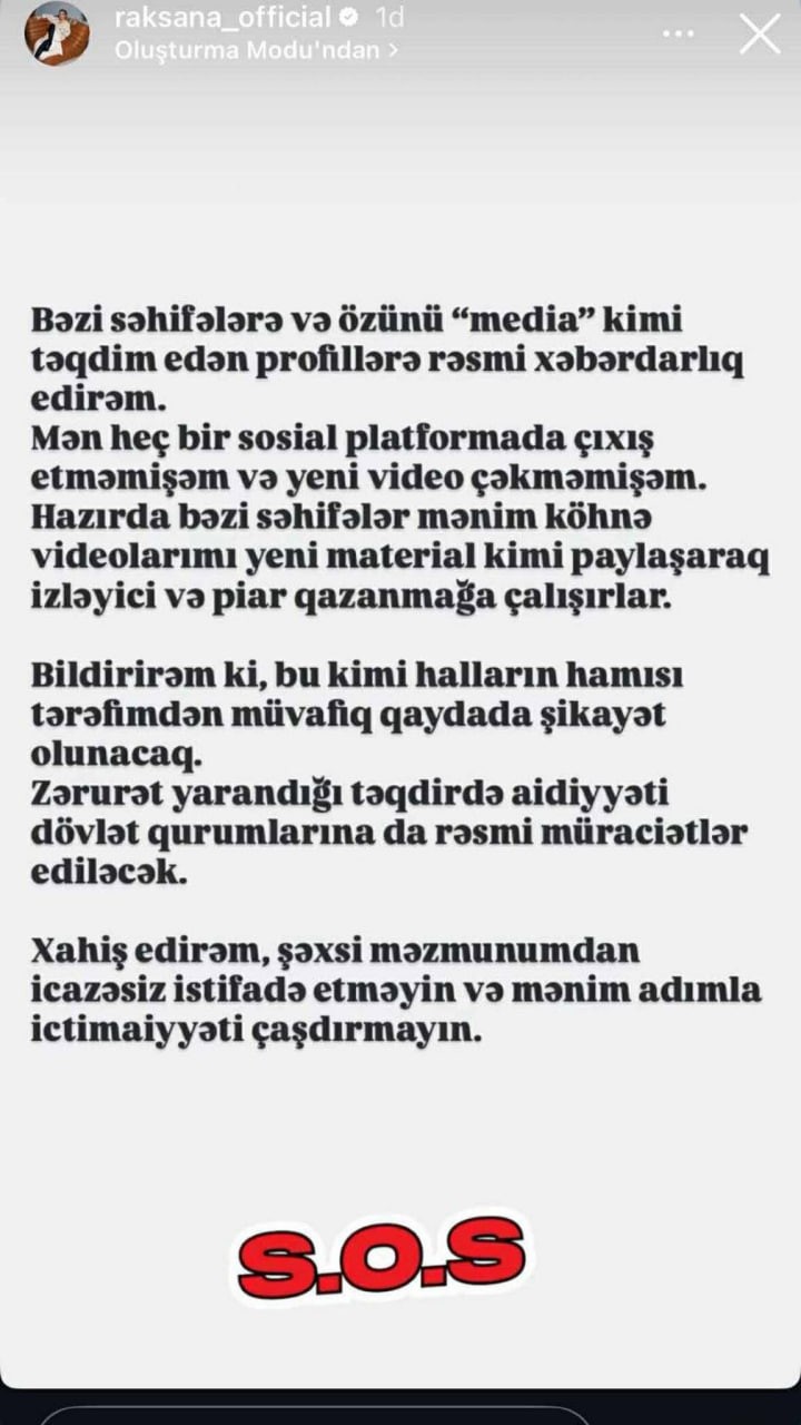 Rəqsanədən xəbərdarlıq - FOTO