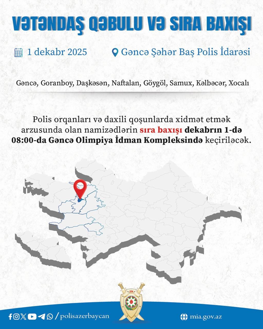 Vilayət Eyvazov Gəncədə vətəndaş qəbulu və sıra baxışı keçirəcək - FOTO