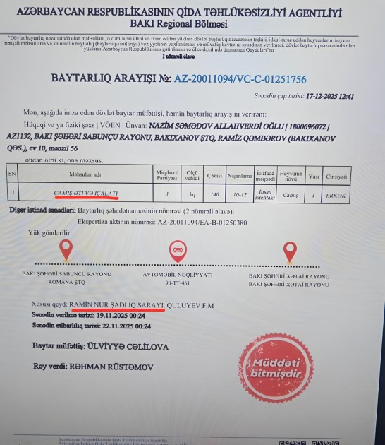 “Ramin Nur” şadlıq sarayında camış əti dana əti adı ilə təqdim edilib - FOTOLAR