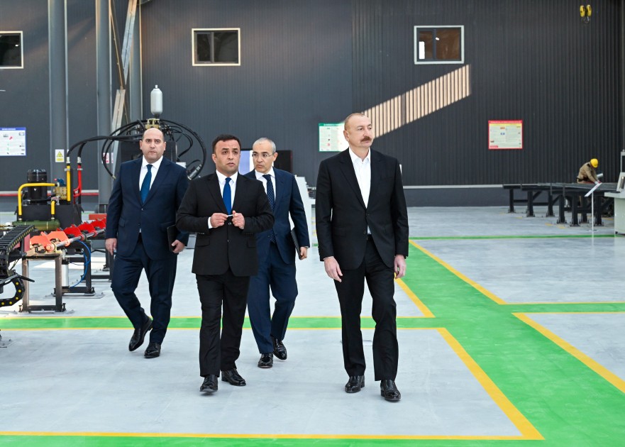 Prezident Ağdamda metal elektrik dirəklərinin istehsalı müəssisəsinin açılışında - FOTOLAR