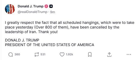 Tramp İrana təşəkkür etdi - FOTO