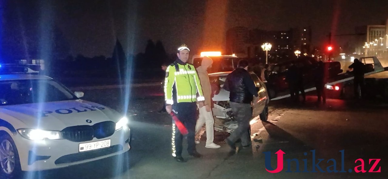 Gəncədə minik avtomobilləri toqquşdu - FOTOLAR