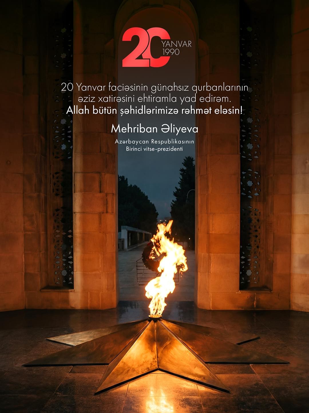 Mehriban Əliyeva 20 Yanvarla bağlı paylaşım etdi - FOTO