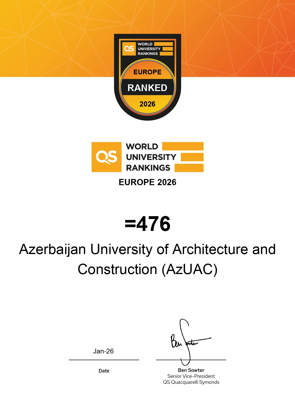 AzMİU beynəlxalq reytinqlərdə mövqeyini gücləndirib - FOTOLAR