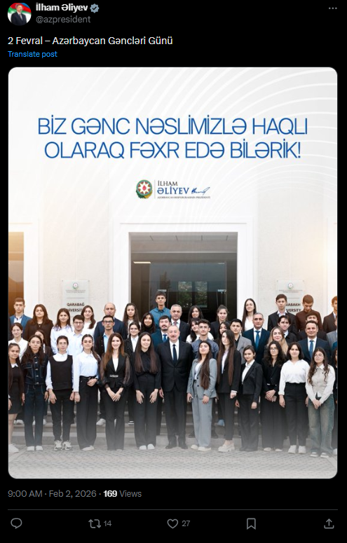 "Gənc nəslimizlə haqlı olaraq fəxr edə bilərik" - İlham Əliyev (FOTO)