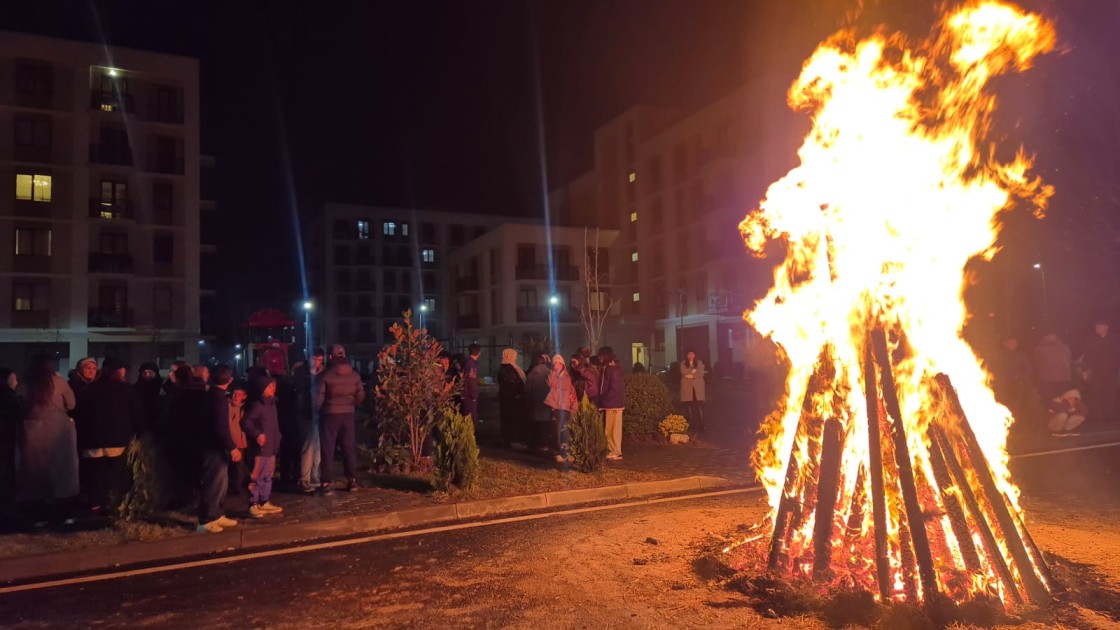 Ağdamda ilk bayram tonqalı qalandı 