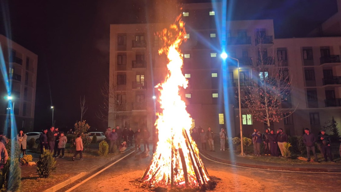 Ağdamda ilk bayram tonqalı qalandı 