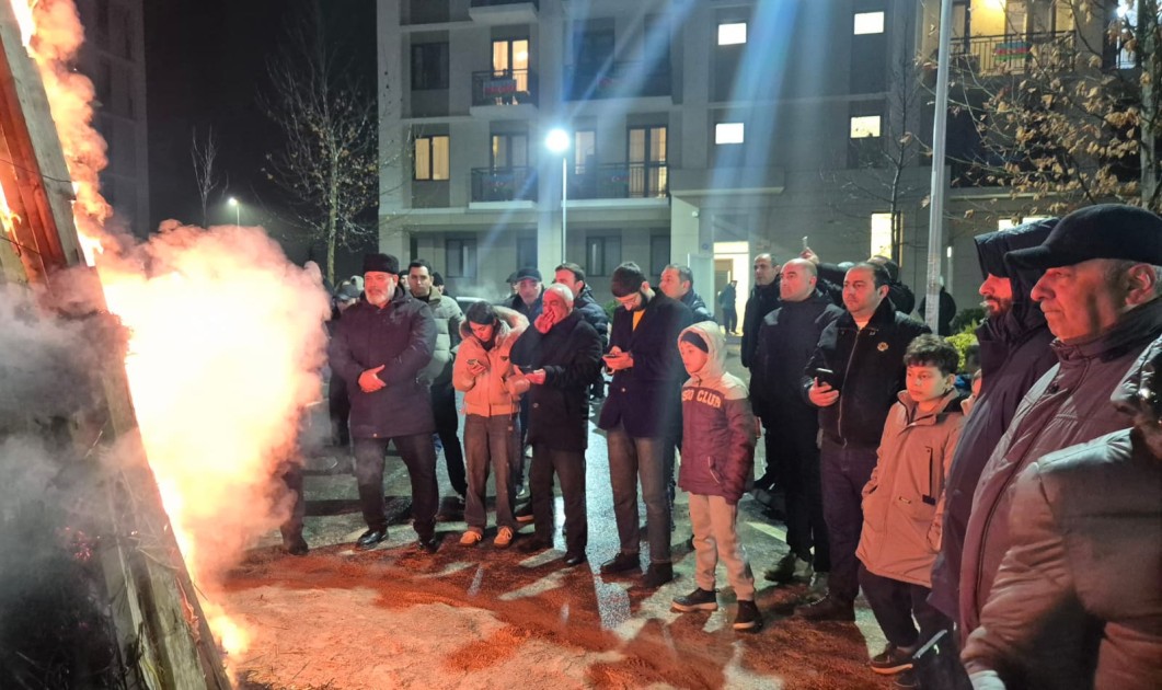 Ağdamda ilk bayram tonqalı qalandı 