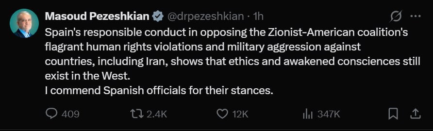 Pezeşkian bu ölkəyə təşəkkür etdi - FOTO