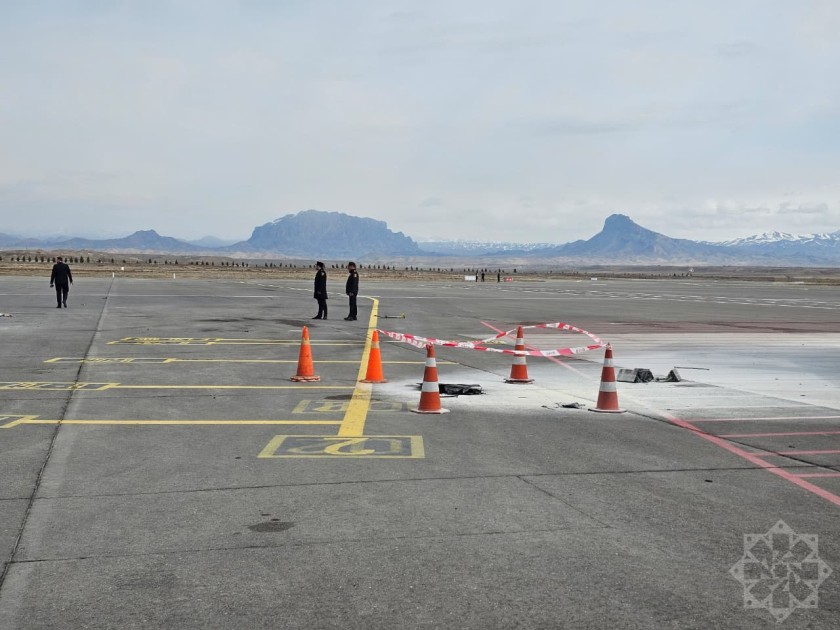 Naxçıvan aeroprotuna düşən dronun qalıqları - FOTOLAR