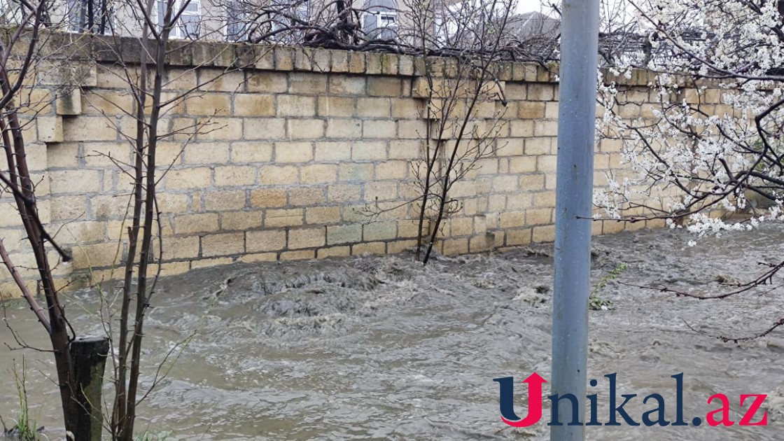 Qubada kanalizasiya suyu həyətlərə doldu - FOTO