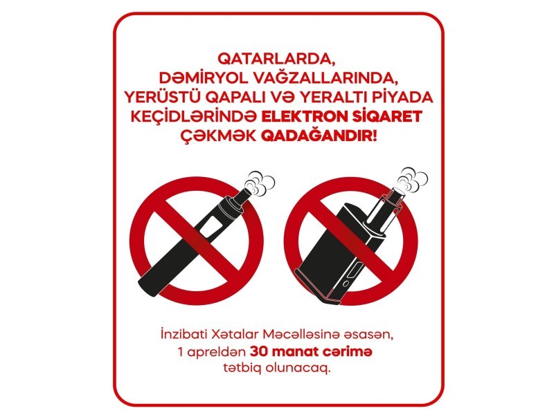 Dəmiryol vağzallarında elektron siqaretlərdən istifadə edənlər cərimələnəcək