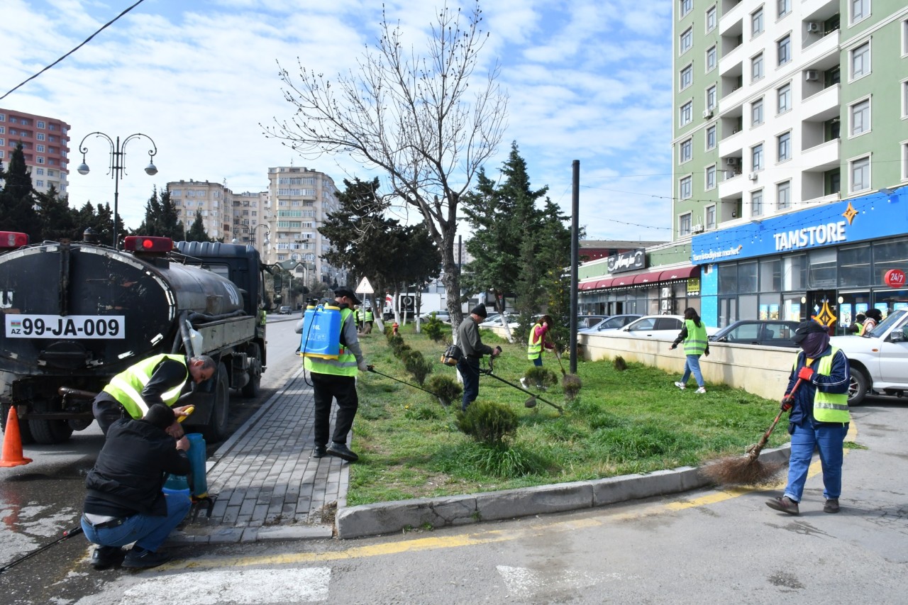 Abşeronda yağışın fəsadları aradan qaldırılır - FOTOLAR
