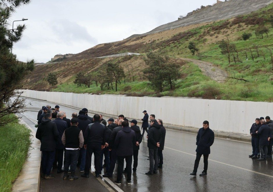 Kəmaləddin Heydərov Badamdarda sürüşmə sahəsinə baxış keçirdi - FOTO