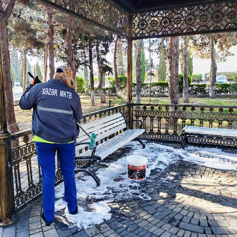 Bakı küçələri yuyuldu - FOTOLAR