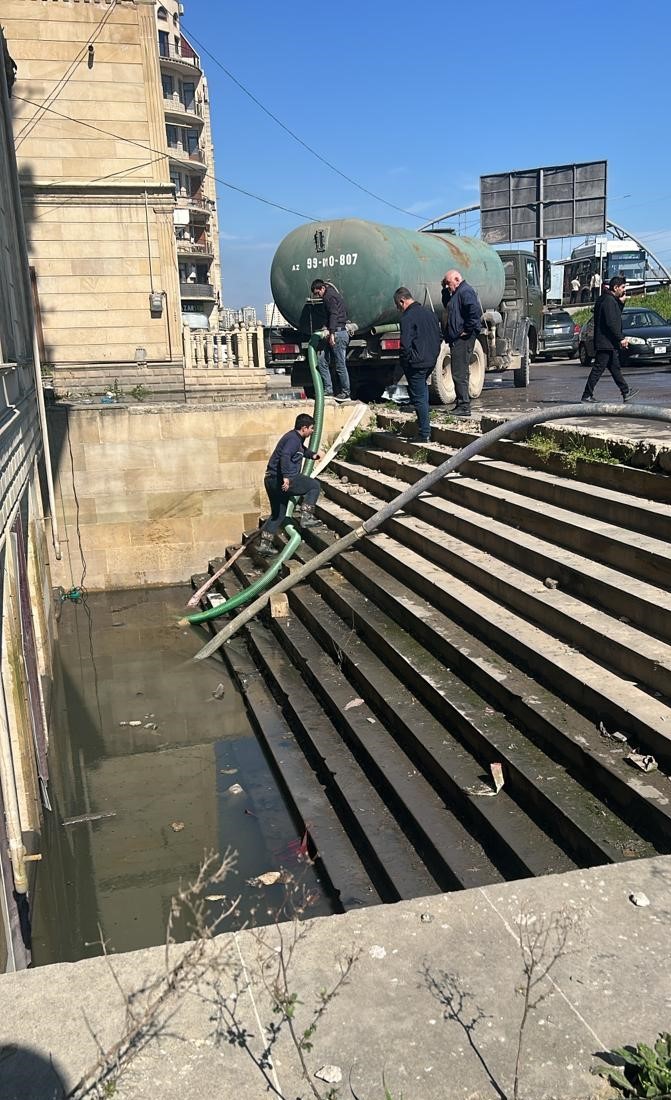 Abşeronda yağışın fəsadları aradan qaldırılır - FOTOLAR