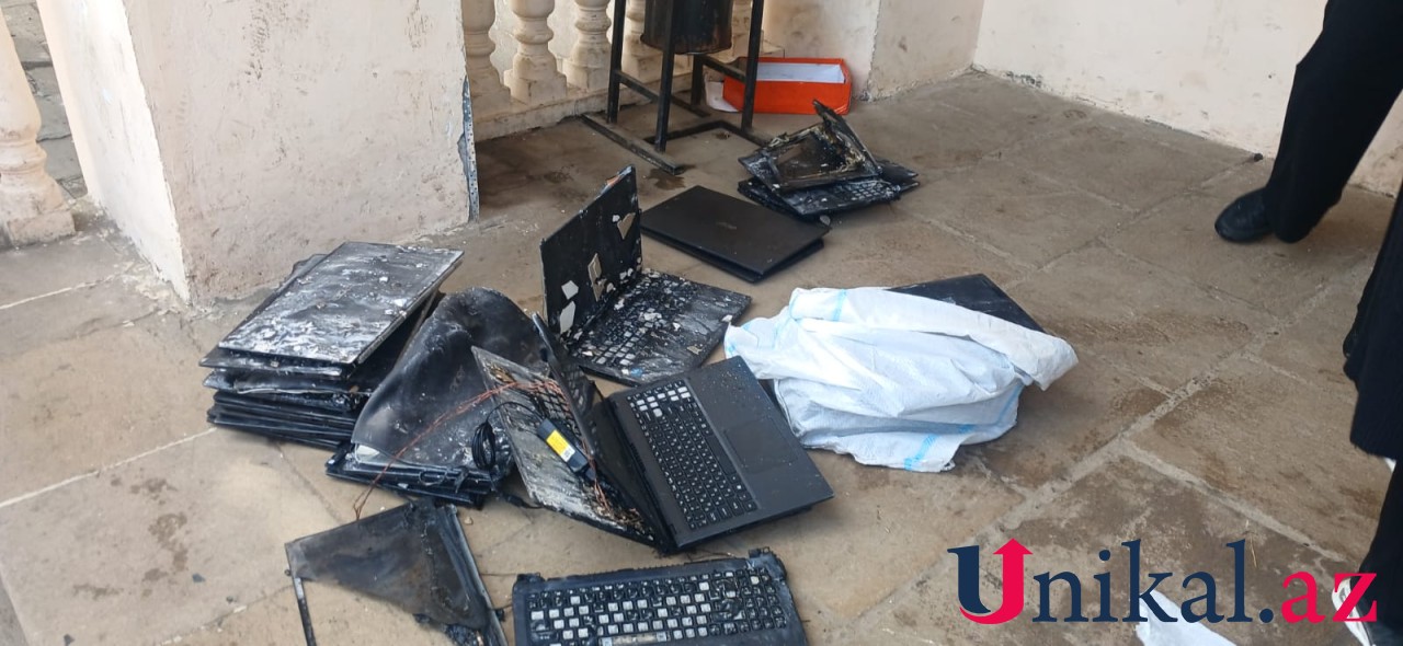 Şəmkirdə məktəbdə yanğın - YENİLƏNİB (FOTOLAR)