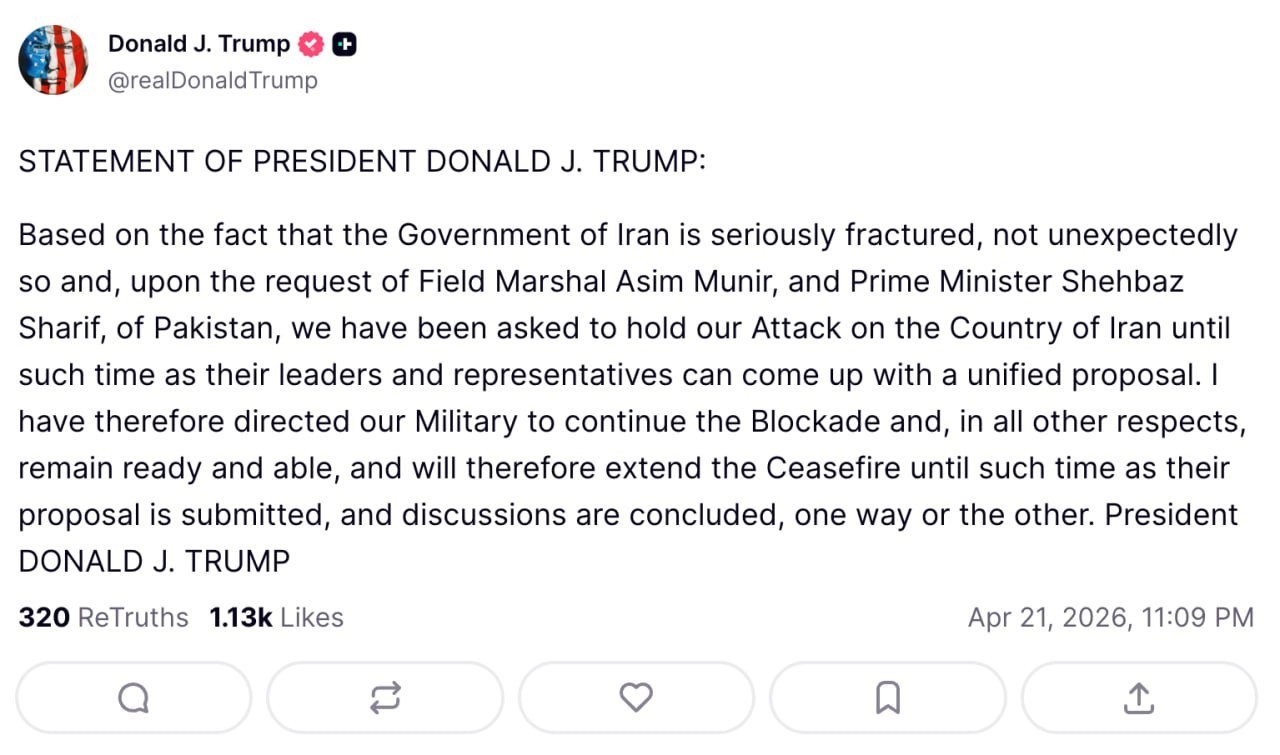 Tramp İranla atəşkəs rejimini uzatdı - FOTO