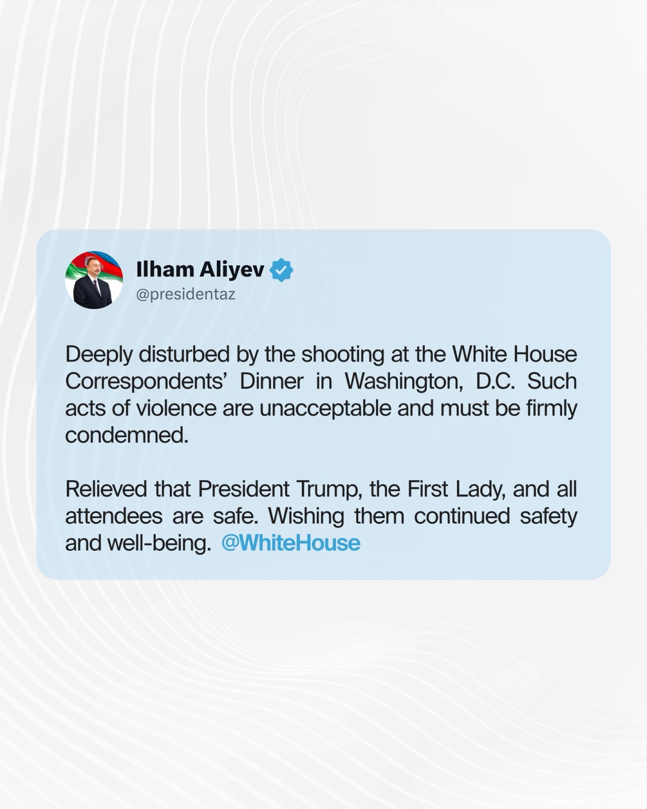 "Vaşinqtonda atışma məni dərindən sarsıtdı" - İlham Əliyev