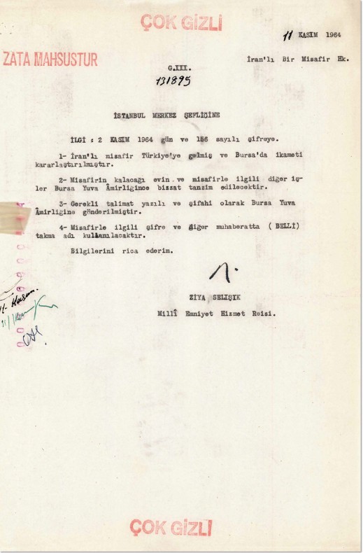 Türkiyədə Xomeyninin ölkədə qalması ilə bağlı məxfi sənəd yayıldı