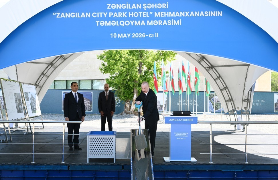 İlham Əliyev “Zangilan City Park Hotel”in təməlini qoydu - FOTO