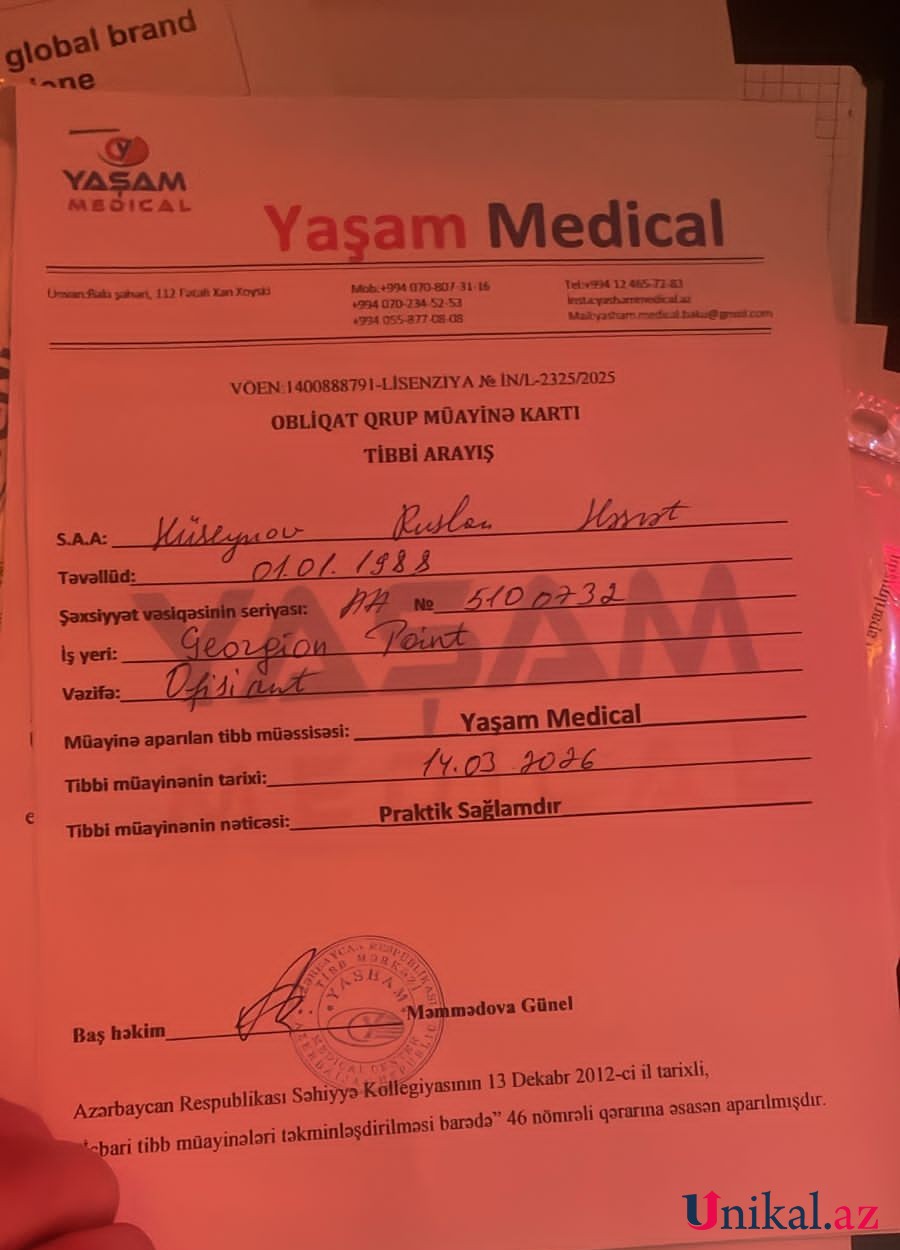 "General Hospital" hepatit aşkarlanan vətəndaşa saxta sağlamlıq arayışı verdi - ŞİKAYƏT