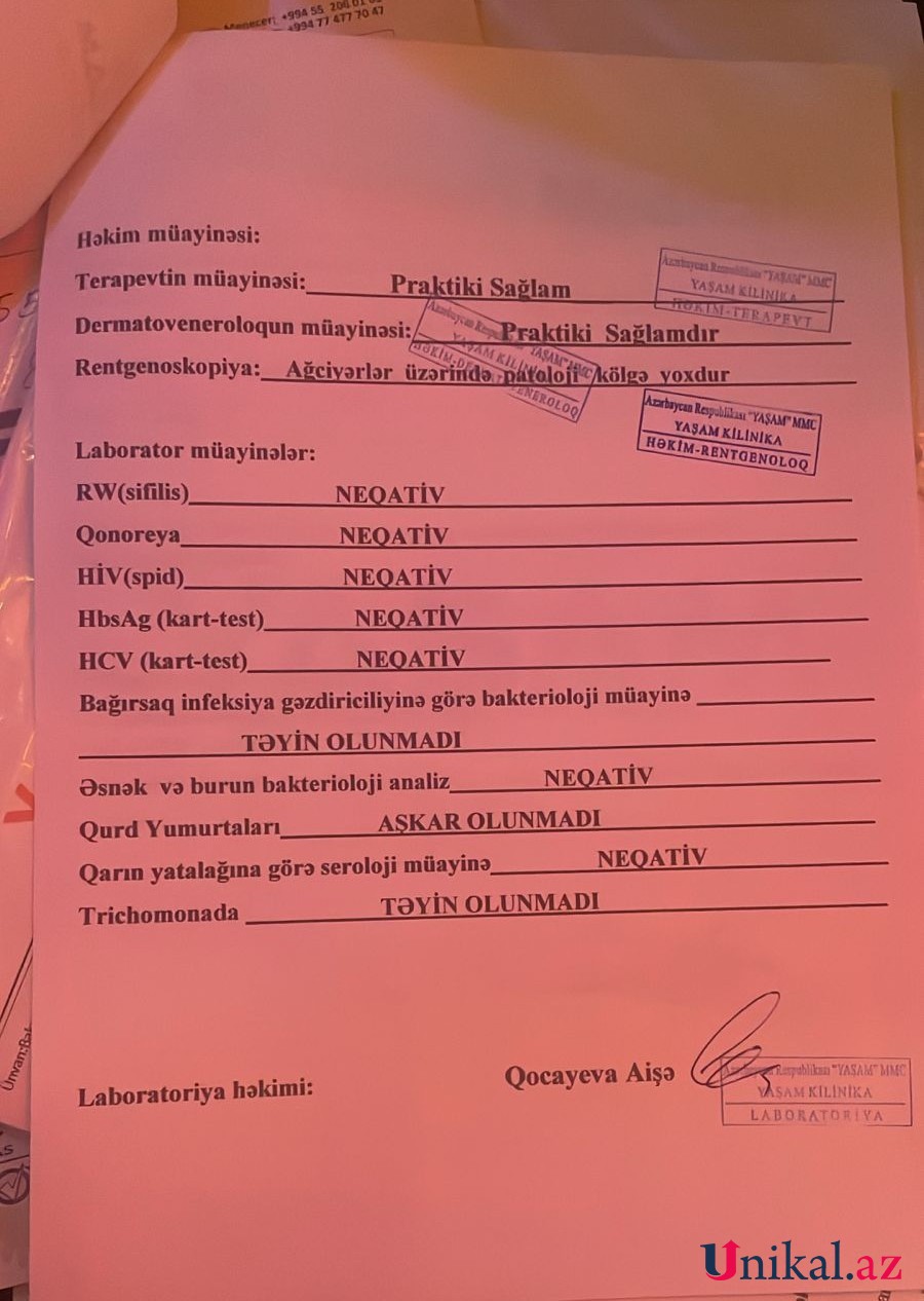 "General Hospital" hepatit aşkarlanan vətəndaşa saxta sağlamlıq arayışı verdi - ŞİKAYƏT
