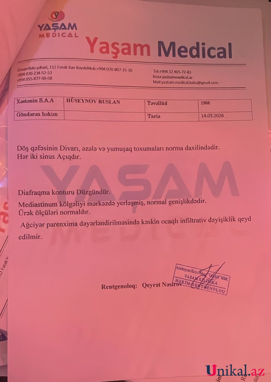 "General Hospital" hepatit aşkarlanan vətəndaşa saxta sağlamlıq arayışı verdi - ŞİKAYƏT