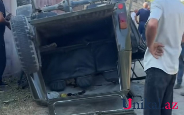 Qubada "UAZ" aşdı - VİDEO