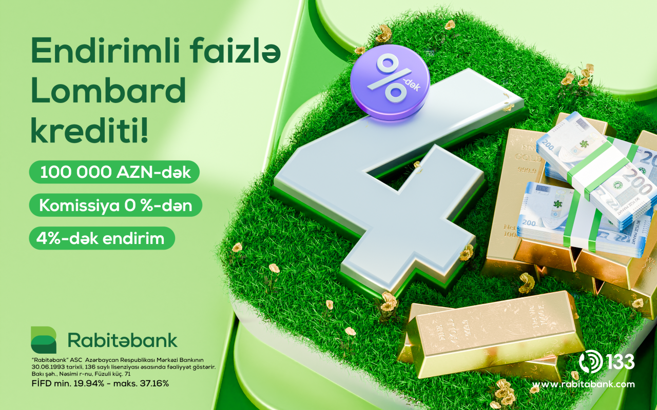 "Rabitəbank"dan lombard krediti üzrə faiz dərəcəsində 4%-dək endirim