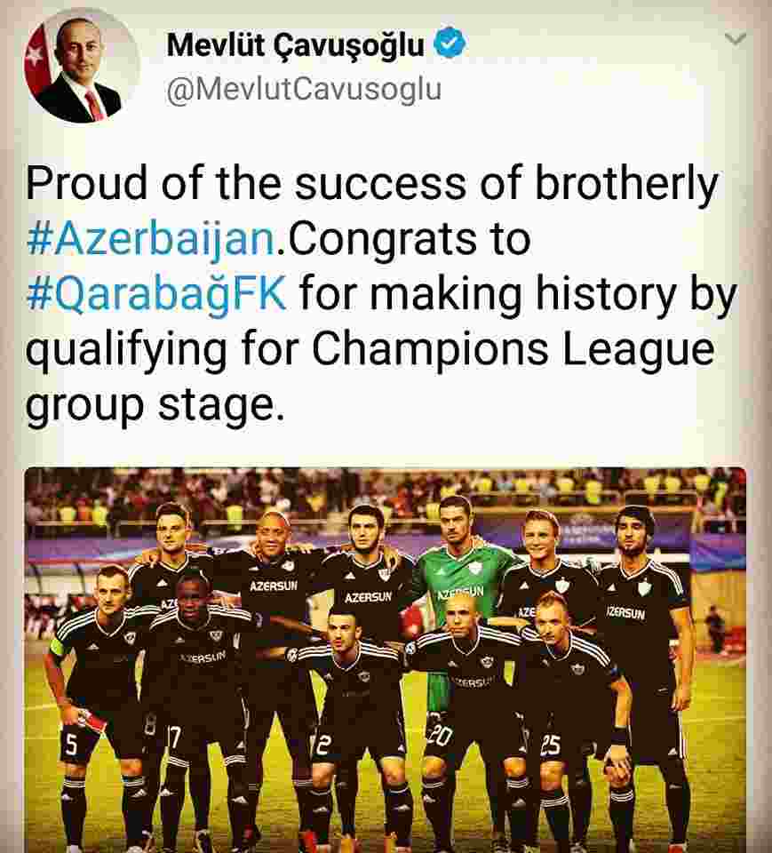 Çavuşoğlu Qarabağı belə   TƏBRİK ETDİ (FOTO)