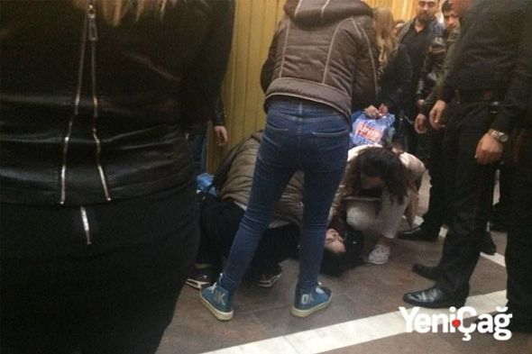 Bakı metrosunda gənc qız özünü qatarın altına atmaq istəyib â€“  FOTO
