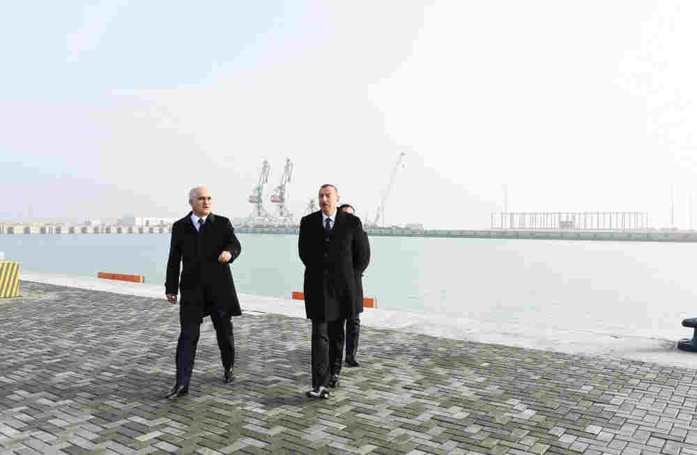 Prezident Dəniz Ticarət Limanında terminalın açılışında   - Foto (YENİLƏNİB)