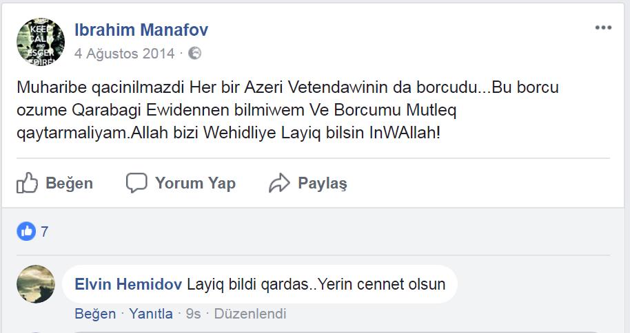Şəhidimizin ürəkləri dağlayan statusu - Bu borcu qaytarmalıyam - FOTOLAR