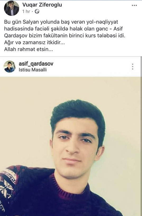 Dəhşətli qəzada ölənlərdən biri BDU-nun tələbəsi olub -  FOTO