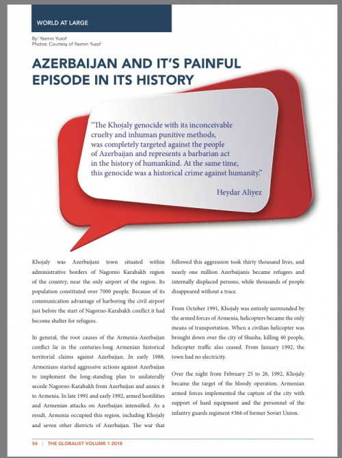Məşhur jurnal Xocalı faciəsi barədə geniş məqalə dərc etdi 