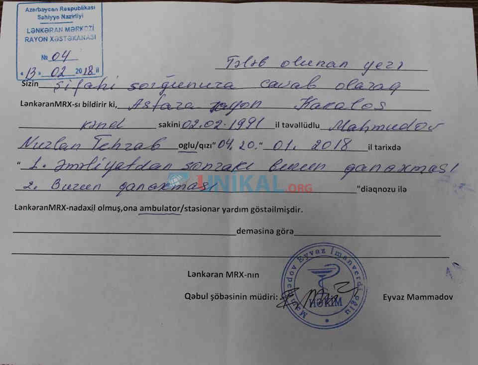 Premium Clinic şikayətçinin adından   yalan məlumat yaydı â€“ FOTOLAR