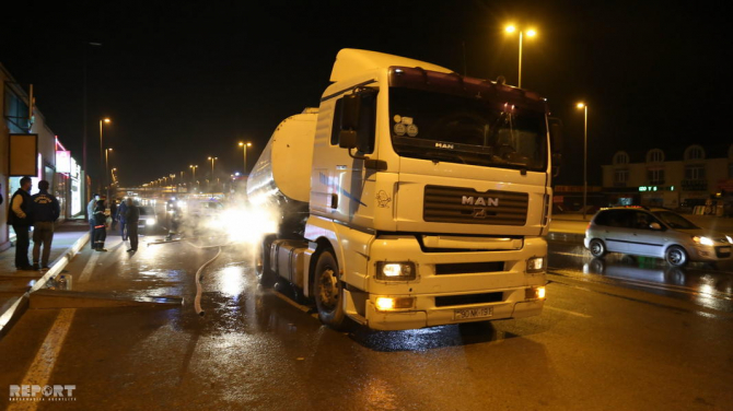 Bakıda benzin daşıyan maşında yanğın oldu  - FOTOLAR